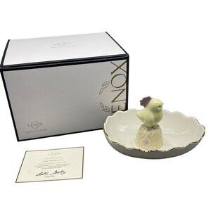 Lenox American design Soring Chick Candy Dish 4x4" yellow gold floral READ NEW